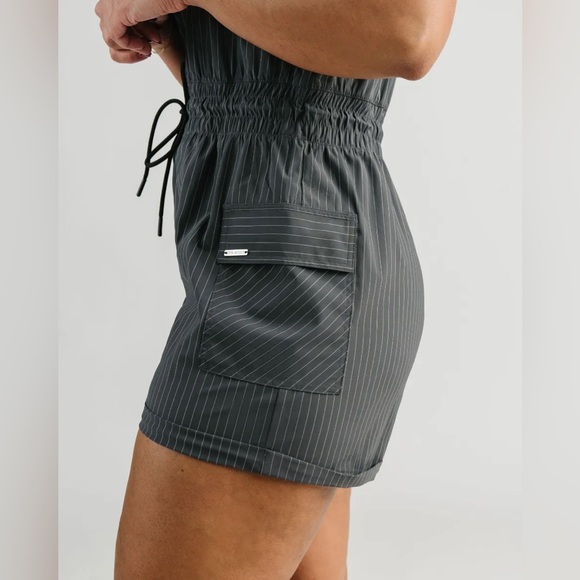 Zyia Gray Pinstripe La Jolla Romper - Size Medium - Picture 3 of 3